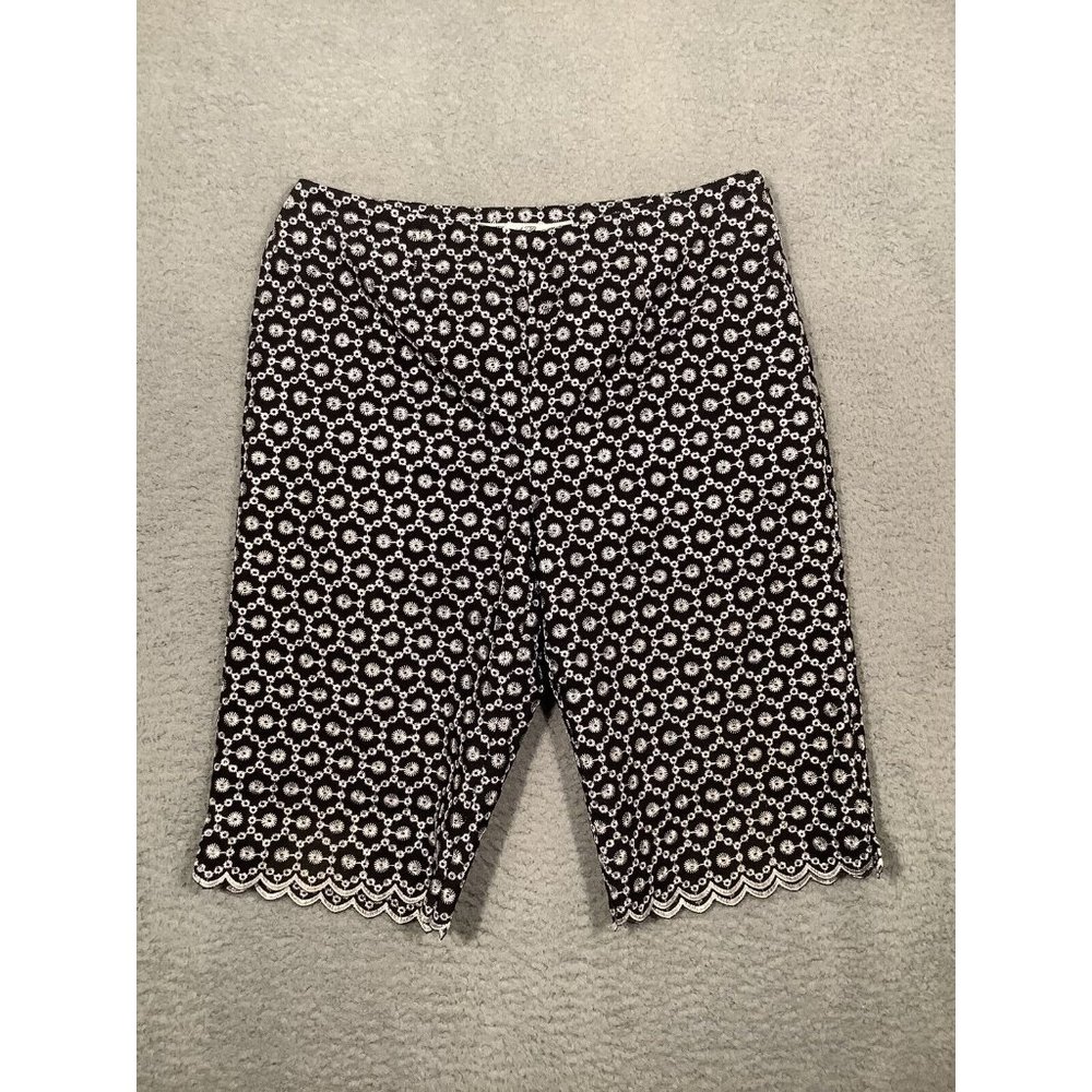 Vintage David Brooks Long Shorts Culottes Black‎ Embroidered Side Zip Size 8